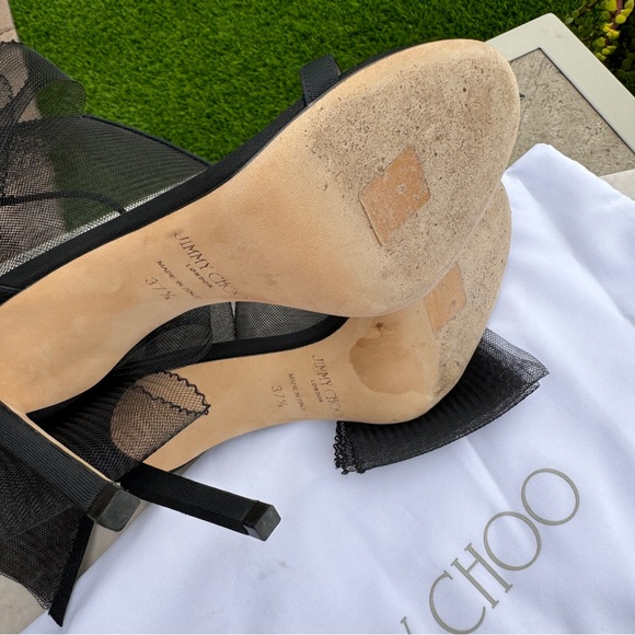 SOLD Jimmy Choo Aveline 100 Asymmetric Grosgrain Sandal Heel - Picture 13 of 15